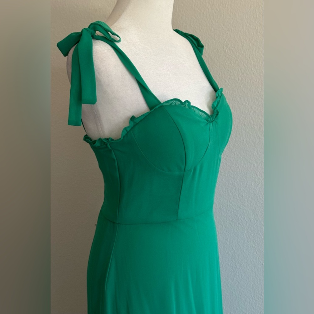 City Studio Juniors' Ruffled Tie-Strap Midi Green Dress - Picture 7 of 7